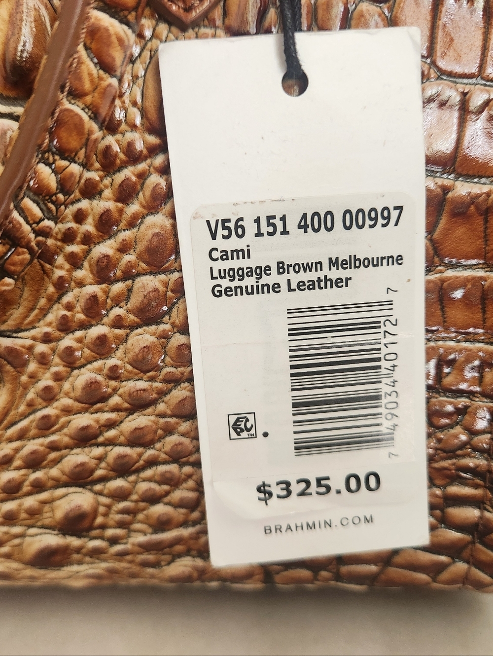 NWT Brahmin Luggage Brown Cami Croc-Embossed Leather Bag Shoulder - Picture 5 of 7